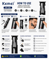 Kemei KM-282 Professional Rechargeable Hair Trimmer with LCD Display