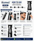 Kemei KM-282 Professional Rechargeable Hair Trimmer with LCD Display