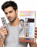 Kemei, KM-1804, Hair Trimmer, Professional Trimmer, Beard Trimmer, Cordless Trimmer, Rechargeable Hair Clipper, LCD Display, USB Charging, Self Sharpening Blade, Barber Trimmer, Men's Grooming, Hair Cutting Machine
